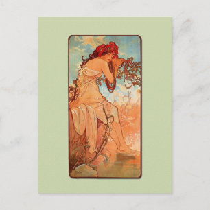 Mucha Art Nouveau Summer Briefkaart