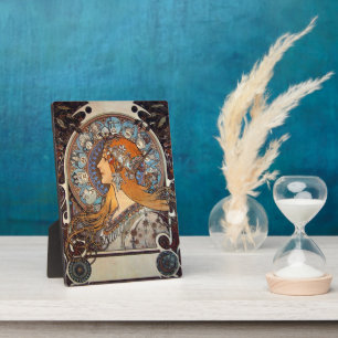 Mucha Art Nouveau Woman  Franse Zodiac Post Fotoplaat