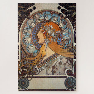 Mucha Art Nouveau Woman Franse Zodiac Post Legpuzzel
