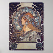 Mucha Art Nouveau Woman Franse Zodiac Post Poster (Voorkant)