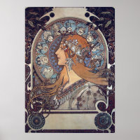 Mucha Art Nouveau Woman Franse Zodiac Post