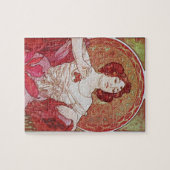 Mucha Art Red Elegant Ruby Lady Legpuzzel (Horizontaal)