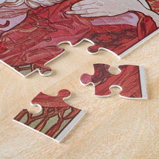 Mucha Art  Red Elegant Ruby Lady Legpuzzel (Zijkant)