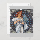 Mucha art white jurk briefkaart (Voorkant / Achterkant)
