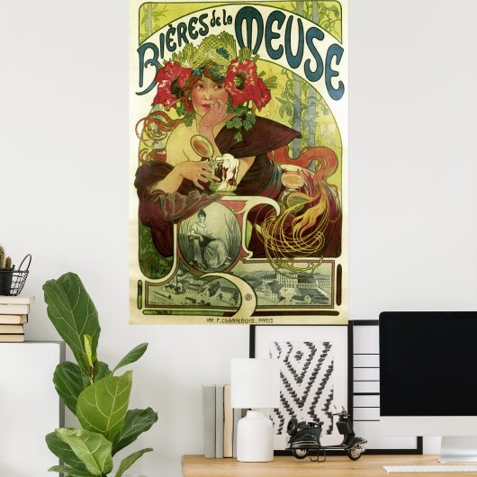  Mucha Beer Advertisement Poster (Thuiskantoor)
