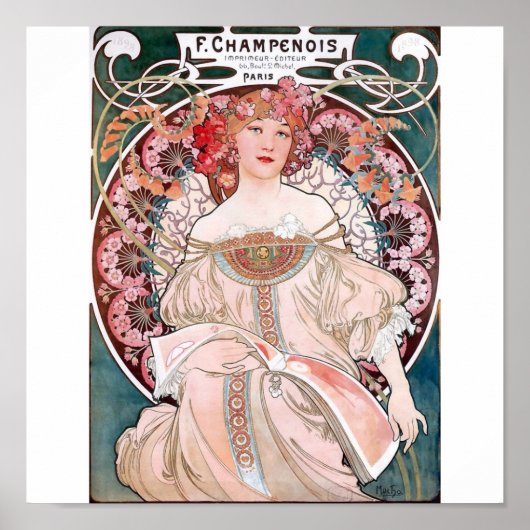 Mucha champenois paris roze dess poster (Voorkant)