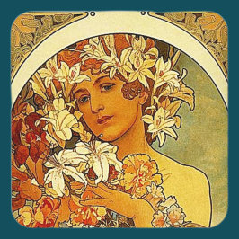 Mucha - Dame met Lilies Drankjes Onderzetter