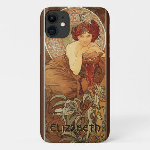 Mucha Emerald Gemstone Art Nouveau  iPhone 11 Hoesje