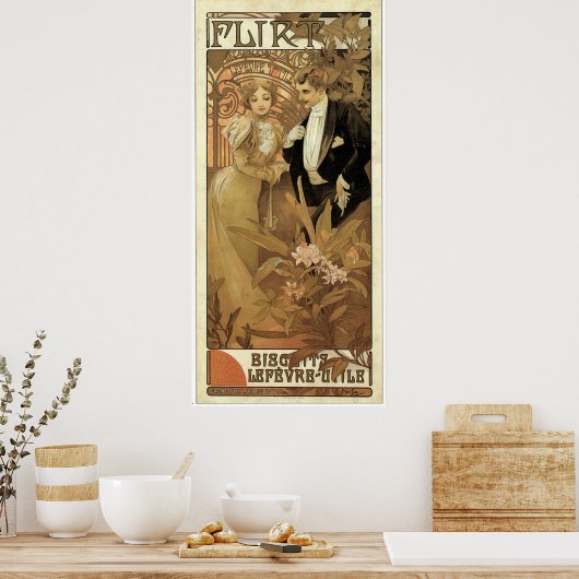 Mucha Flirt Biscuits-reclame Poster (Keuken)