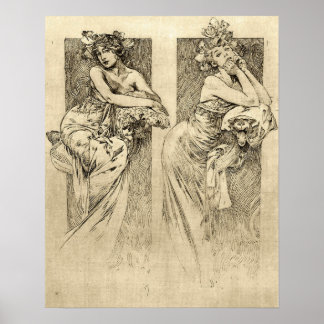 Mucha - Illustraties vrouwen 1901 Poster