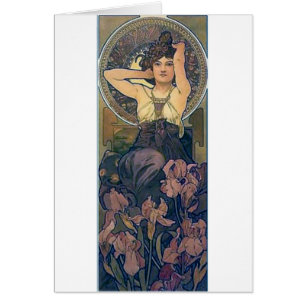 Mucha iris fleurs femme art déco