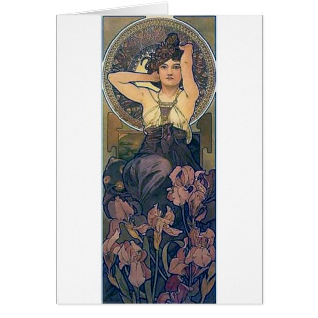 Mucha iris fleurs femme art déco (Devant)