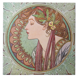 Mucha Laurel Art Nouveau Art Tile Trivet Gift Box Tegeltje