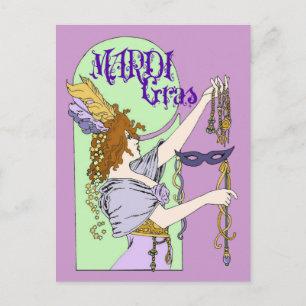 Mucha Mardi Gras Briefkaart