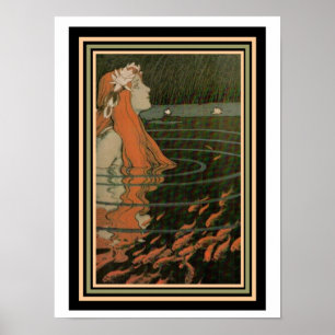 Mucha "Mermaid with Gold Fish" Art Nieuw-Poster Poster