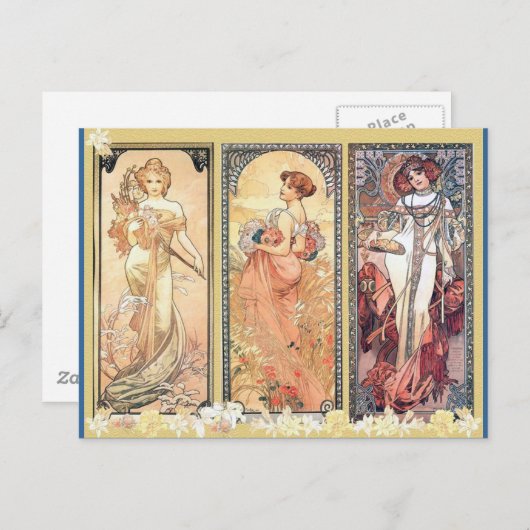 Mucha ~ Panel of Three Briefkaart (Voorkant / Achterkant)