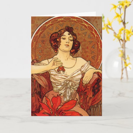Mucha ~ "Precious Stone - Ruby" Juillet Carte d'an (Fleur jaune)