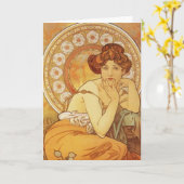 Mucha ~ "Precious Stone - Topaz" November Verjaard Kaart (Gele Bloem)