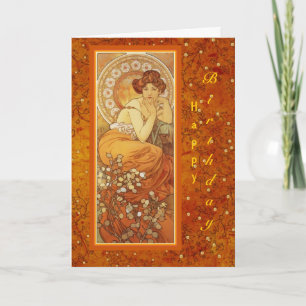Mucha "Precious Stones ~ Topaz" November Verjaarda Kaart