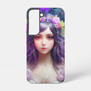  Mucha Stijl Mooi Vrouwenportret Samsung Galaxy Hoesje