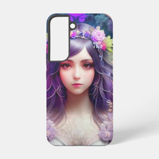  Mucha Stijl Mooi Vrouwenportret Samsung Galaxy Hoesje (Achterkant)