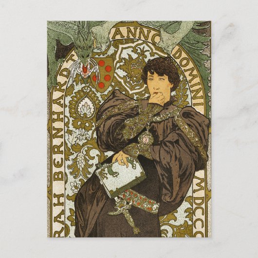 Mucha - Theater - Lorenzaccio - Art Nouveau Briefkaart (Voorkant)