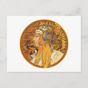 Mucha - Vrouw met Juwelen -  Kunst Briefkaart