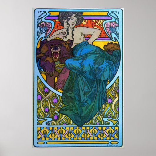 Mucha - Vrouw Panel 1901 Poster (Voorkant)