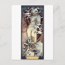 mucha winter art nouveau poster briefkaart