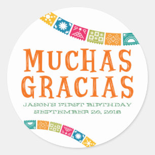 MUCHAS GRACIAS - BEDANK JULLIE PARTIJFERS RONDE STICKER