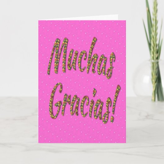 "Muchas Gracias !" Carte de voeux en rose (Devant)