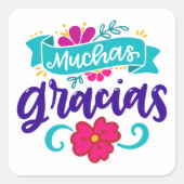 Muchas Gracias, Spaans en kleurrijk Vierkante Sticker (Voorkant)