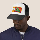 Muchos Backflips. T-Rex Trucker Hat. Pet (In situ)