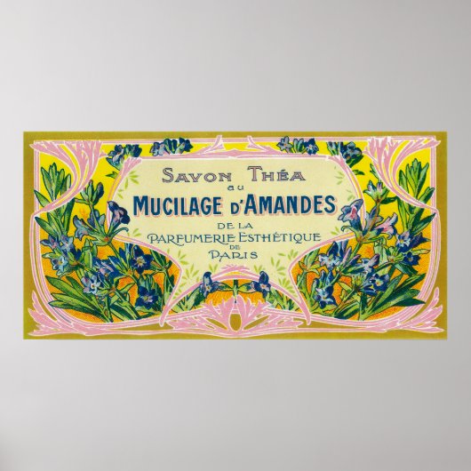 Mucilage D' Amandes Soap LabelParis, Frankrijk Poster (Voorkant)