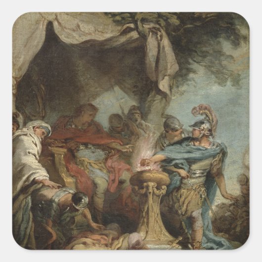 Mucius Scaevola voor Porsenna Vierkante Sticker (Voorkant)