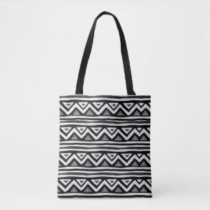 Mud Cloth Black White Pattern African Geometric Draagtas