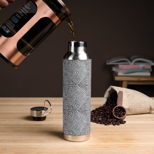 Mud Cloth Diamond Pattern Prachtig Waterfles (Koffie)