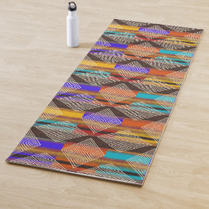 Mud Cloth geïnspireerd Multicolors en diamanten Yogamat