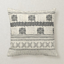 Mud Cloth Geometric Stripe Black en Cream