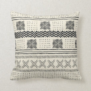 Mud Cloth Geometric Stripe Black en Cream Kussen