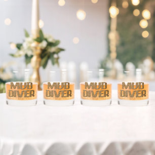 Mud Diver rots glas set van 4