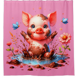 Mud Puddle Piggy Douchegordijn