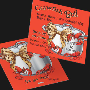 Mudbug Kokende Pot met Bow and Crawfish Party Feestdagenkaart
