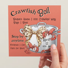 Mudbug Kokende Pot met Bow and Crawfish Party Feestdagenkaart