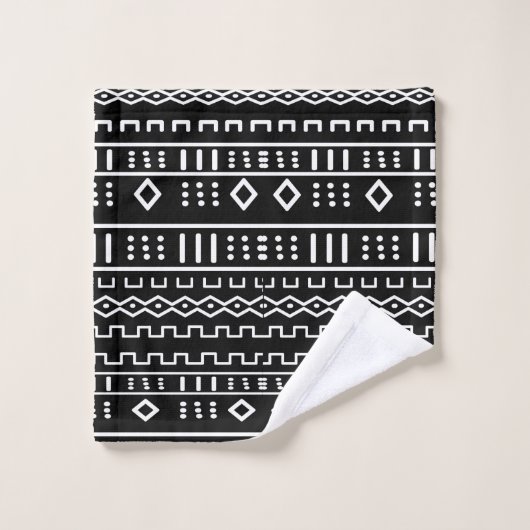 Mudcloth moderne noir et blanc (Gant de toilette)