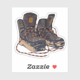 Muddy Hiking Boots Graphic Outdoor Adventure Sticker