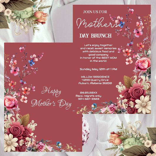  Muddy Maroon Moderne Typografie Moederdag Kaart