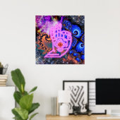 Mudra met Fractals en Galaxies Poster (Thuiskantoor)