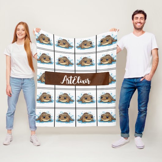 Mudskipper Kawaii Brown Pattern Fleece Deken (In situ)