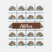 Mudskipper Kawaii Brown Pattern Fleece Deken (Voorkant)